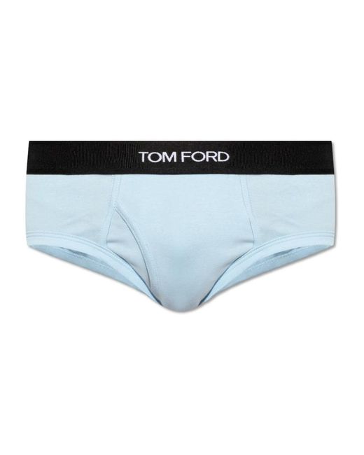 Tom Ford Ondergoed ,Blauw ,Katoen Briefs Met Logo in het Blue voor heren