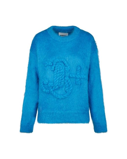 Jil Sander Blue Blauer Grobstrickpullover