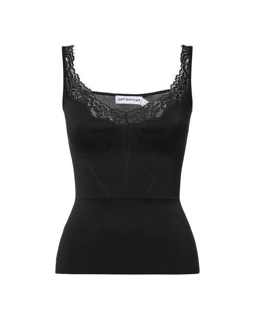 Self-Portrait Black Sleeveless Tops
