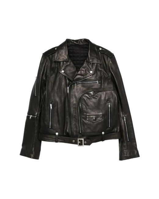 Rick Owens Schwarze Leder Oberbekleidung Mit Reißverschluss in Black für Herren