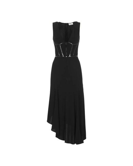 Midi Dresses Elisabetta Franchi de color Black