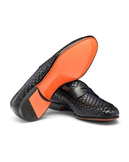 Santoni Black Loafers for men
