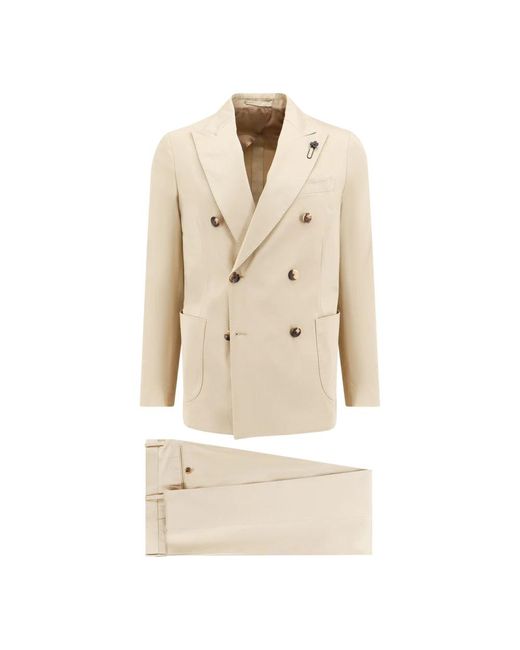 Lardini Natural Double Breasted Suits for men
