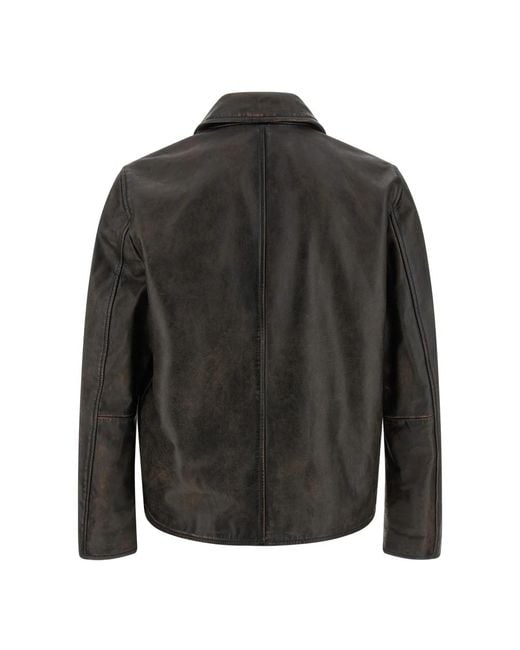 DIESEL Black Leather Jackets for men