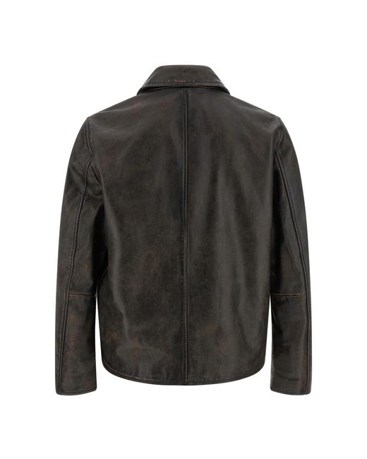 DIESEL Jassen ,Bruin ,Leer-Amar-Wrd Jacket in het Black voor heren