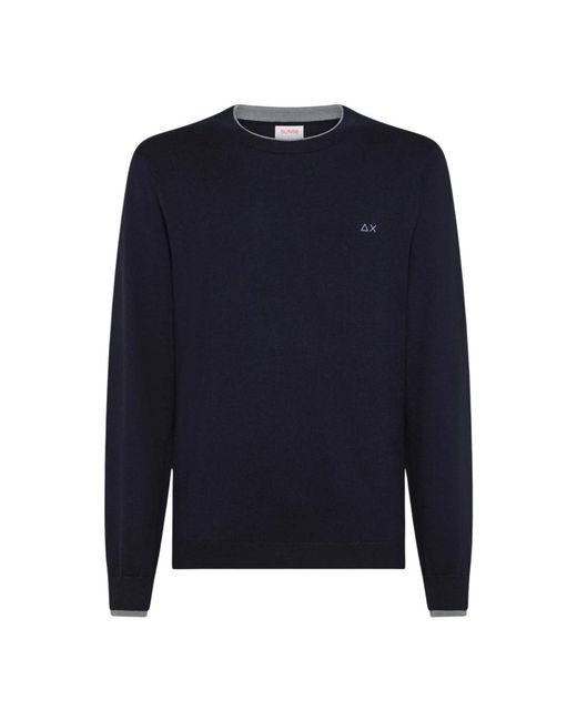 Sun 68 Blue Round-Neck Knitwear for men