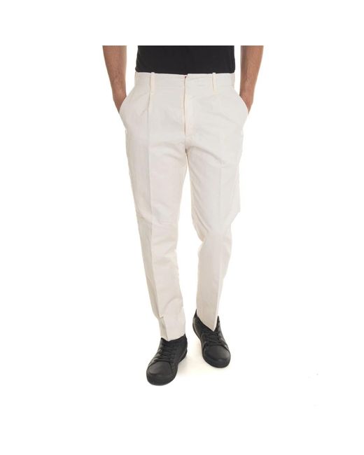 hindustrie Chino Met Knoopsluiting En Kleermakerssplit in het Natural voor heren
