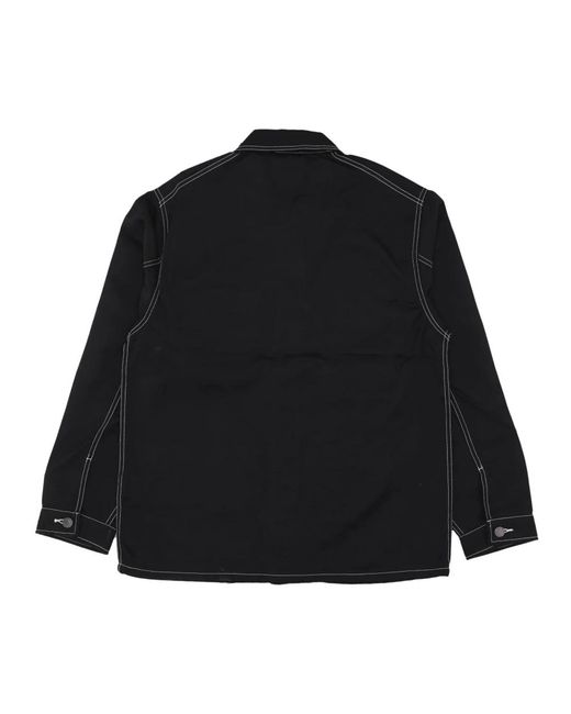 Huf Jassen ,Zwart ,Nylon Vintage Gestikte Nylon Werkjas Zwart in het Black voor heren