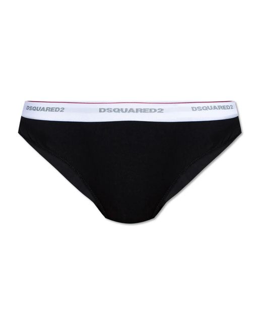 DSquared² Ondergoed ,Zwart ,Katoen Slips Met Logo in het Black