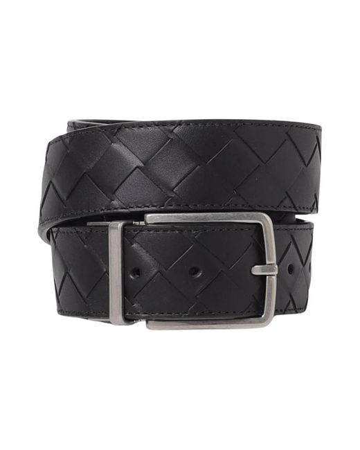 Bottega Veneta Luxe Geweven Leren Riem in het Black voor heren