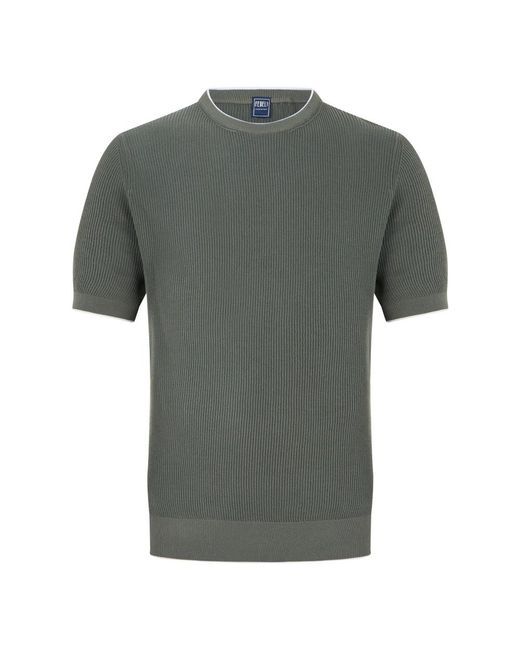 Fedeli Gray Round-Neck Knitwear for men