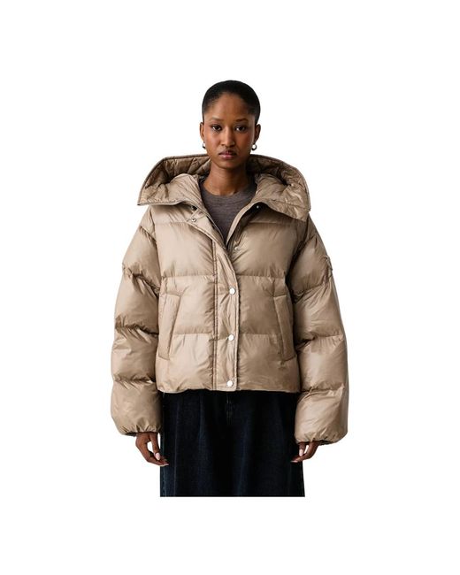 Pinko Jassen ,Polyester Impasto Down Jacket in het Brown