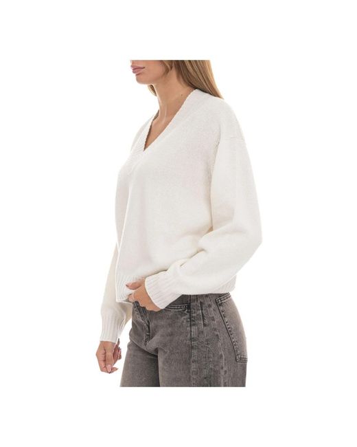 Vanisé Cashmere Silk V-Neck Pullover in het White