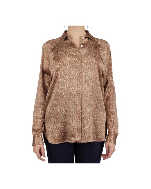 Kiton Geometric Silk Shirt in het Brown