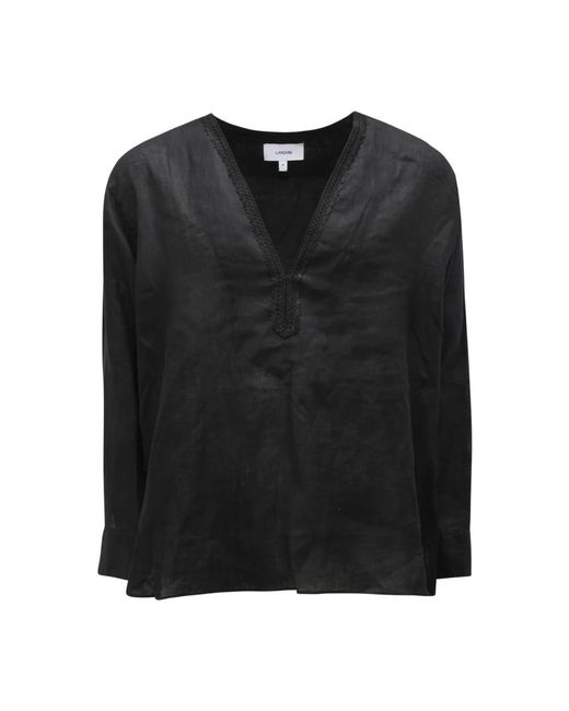 Lardini Black Long Sleeve T-Shirts for men