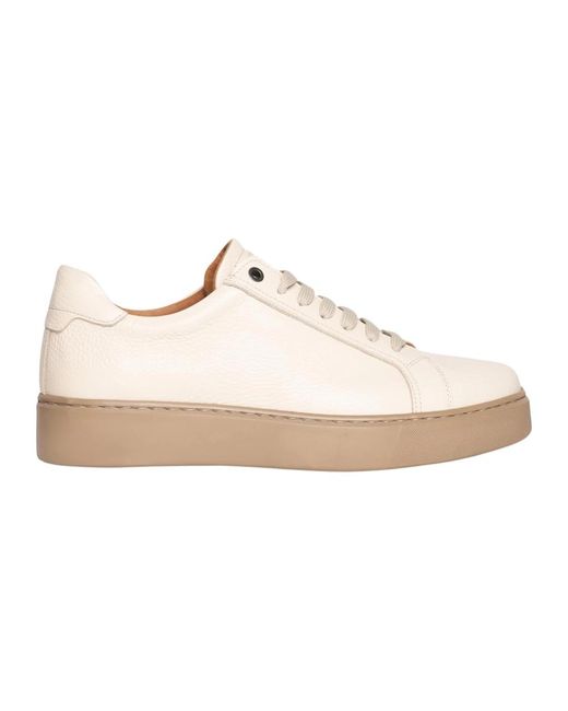 Exton Gehamerd Leren Vetersneakers in het White voor heren