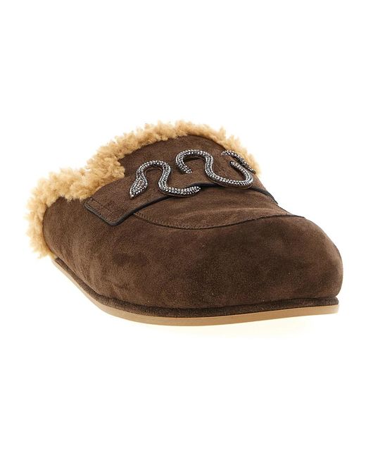 Rene Caovilla Brown Slippers