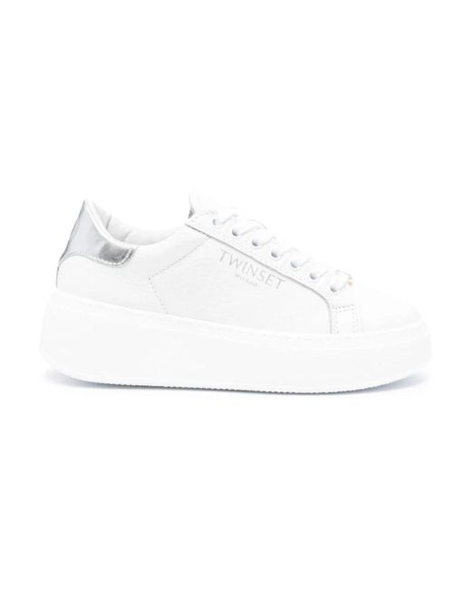 Twin Set White Optisch weiße silberne sneakers
