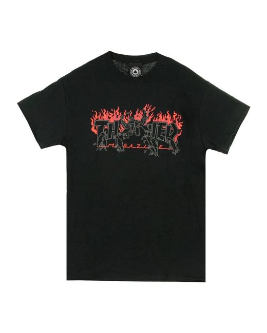 Thrasher Tops ,Zwart ,Katoen Zwarte T-Shirt Korte Mouw in het Black voor heren