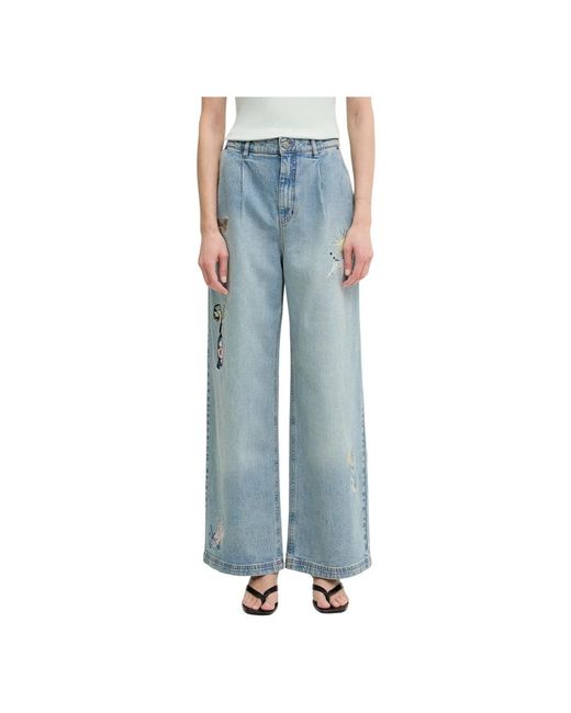 Munthe Jeans ,Blauw ,Katoen Brali Wijde Jeans in het Blue