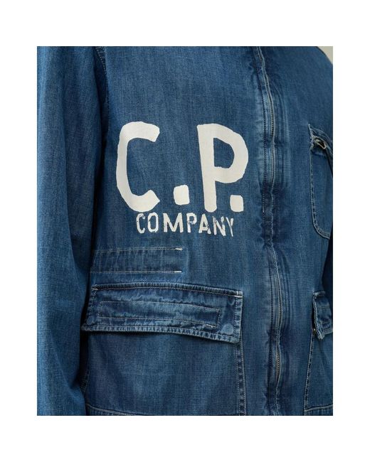 C P Company Blaue baumwolljacke regular fit in Blue für Herren