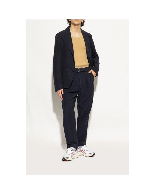 Officine Generale Blue Straight Trousers for men