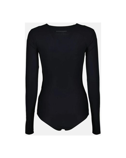 MM6 by Maison Margiela Slanke Lange Mouw Nylon Body in het Black