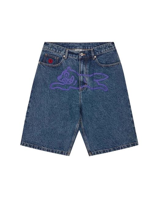 ICECREAM Blue Denim Shorts for men