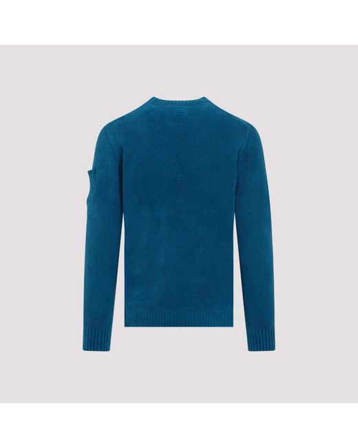 C P Company Blue Round-Neck Knitwear for men