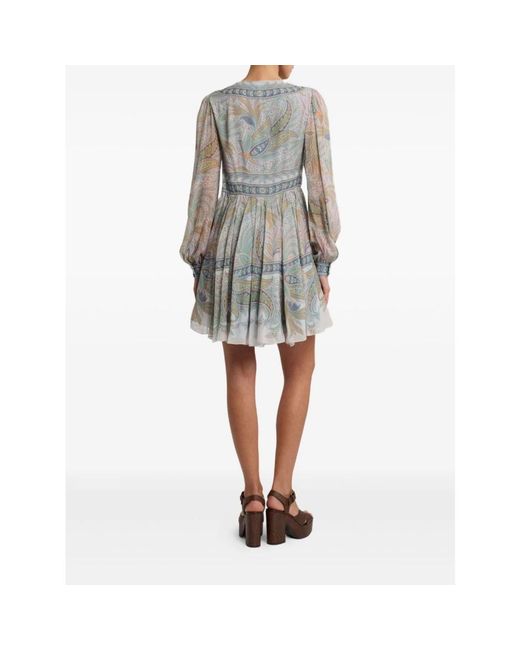 Etro Kleedjes ,Veelkleurig ,Zijden Jurk Met Paisley-Bladprint in het Gray