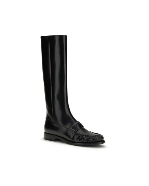 Prada Black Bos Taurus Flat Boots