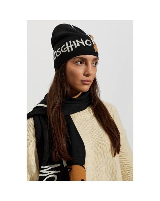 Moschino Black Mütze Mit Logo