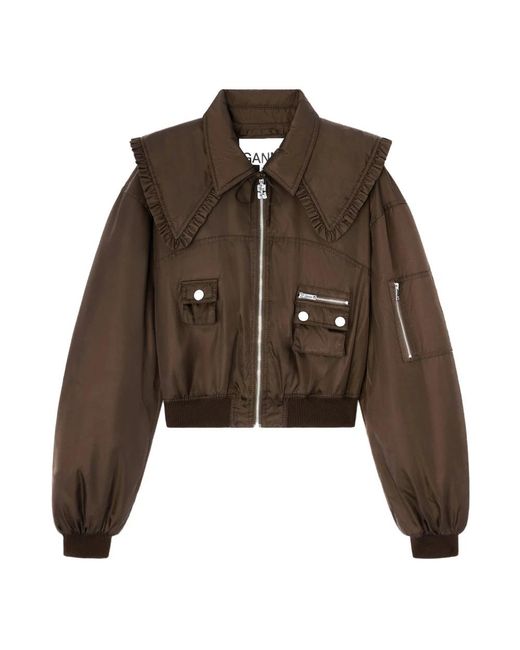 Ganni Brown Bomber Jackets