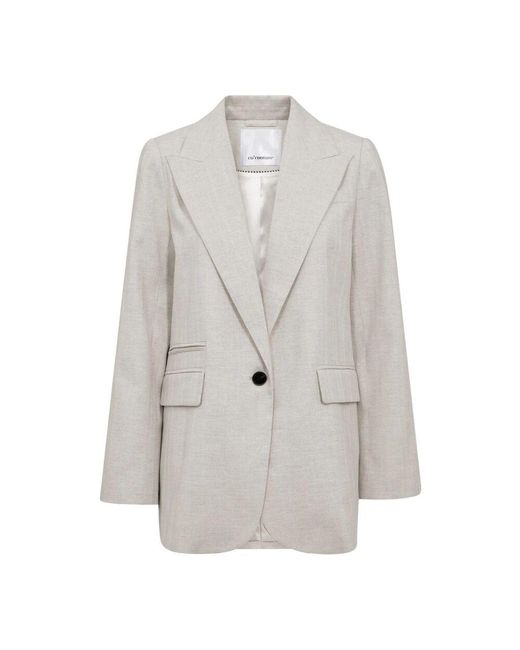 co'couture Gray Lisacc Linen Single Blazer