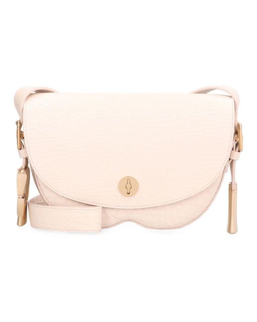 Burberry Natural Crossbody-tasche aus genarbtem leder