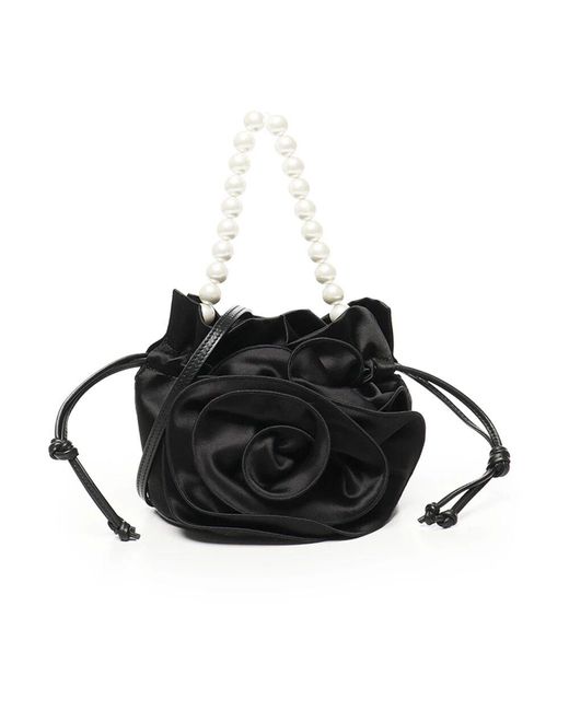 Magda Butrym Black Schwarze tasche mit satin-perlen-accessoires