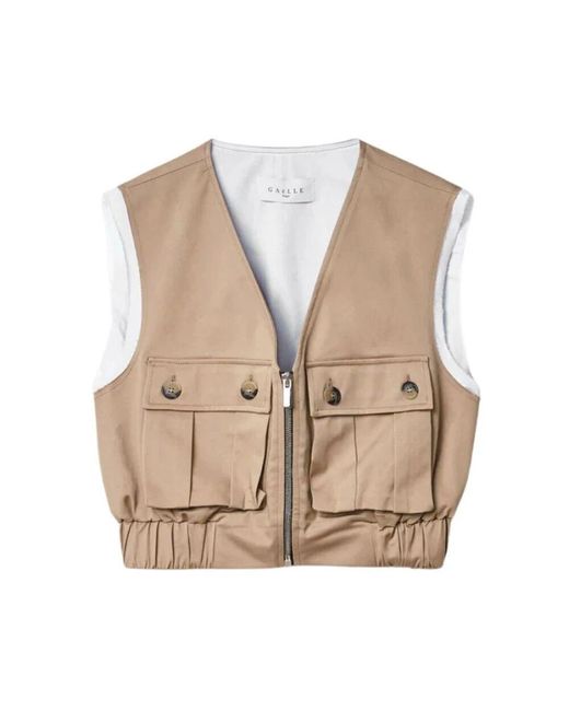 Gaelle Paris Natural Beiger Utility Crop Top Modernes Design