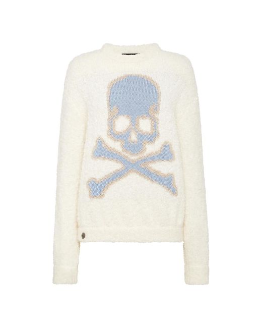 Philipp Plein Round-Neck Knitwear in het White