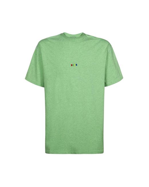 MSGM Tops ,Groen ,Katoen Logo Detail Katoenen T-Shirt in het Green voor heren