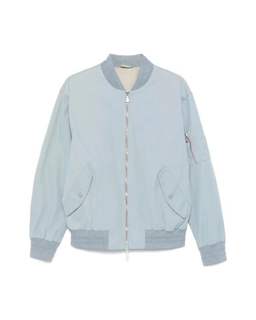 Eleventy Lichtblauwe Twill Bomberjack in het Blue voor heren
