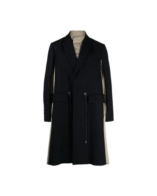 Sacai Black Single-Breasted Coats for men