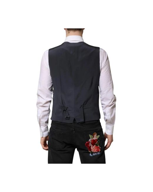 Dolce & Gabbana Klassische Karierte Weste in Gray für Herren