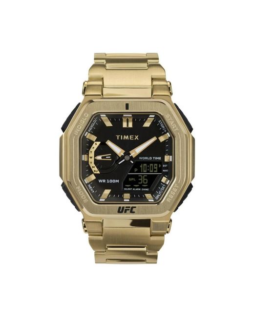 Timex Accessoires ,Geel ,Luxe Roestvrijstalen Sporthorloge in het Metallic voor heren