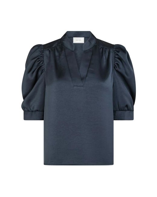 Neo Noir Overhemden ,Blauw ,Satijn Midnight Satijnen Blouse Roella Hearvy in het Blue