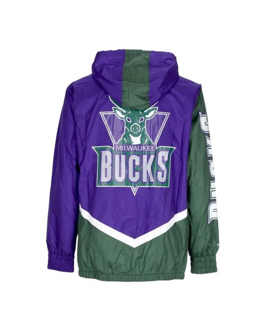 Mitchell & Ness Fitness ,Paars ,Polyester Nba Undeniable Windbreaker Paars in het Blue voor heren