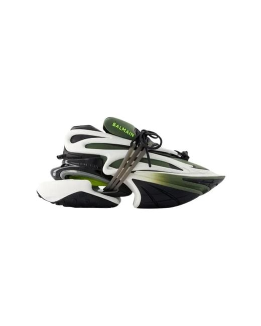Cuoio sneakers di Balmain in Green da Uomo
