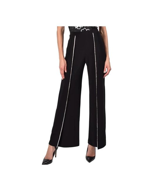 Pantalones negros elegantes con cintura elástica y aberturas FRANK LYMAN de color Black