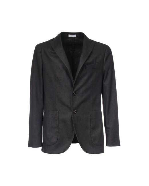 Boglioli Jassen ,Blauw ,Wol Regular Fit Wollen Jas in het Black voor heren