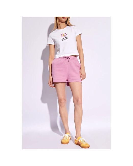 Maison Kitsuné Pink Shorts mit einem patch