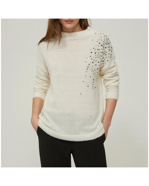Pennyblack Truien & Vesten ,Wit ,Wol Oversized Trui Met Strass in het White